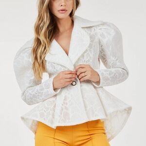 Elegant White Lace Blazer